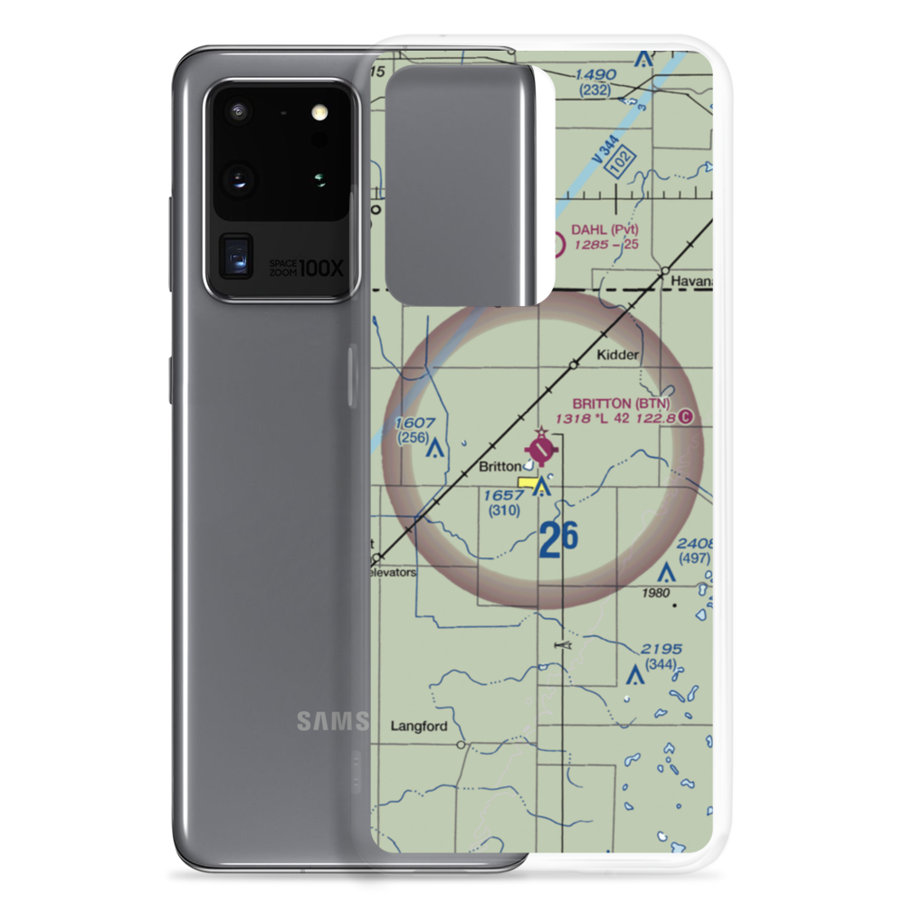 Britton Municipal Airport (BTN) VFR Sectional Samsung Case Samsung Galaxy S20 Ultra model shown
