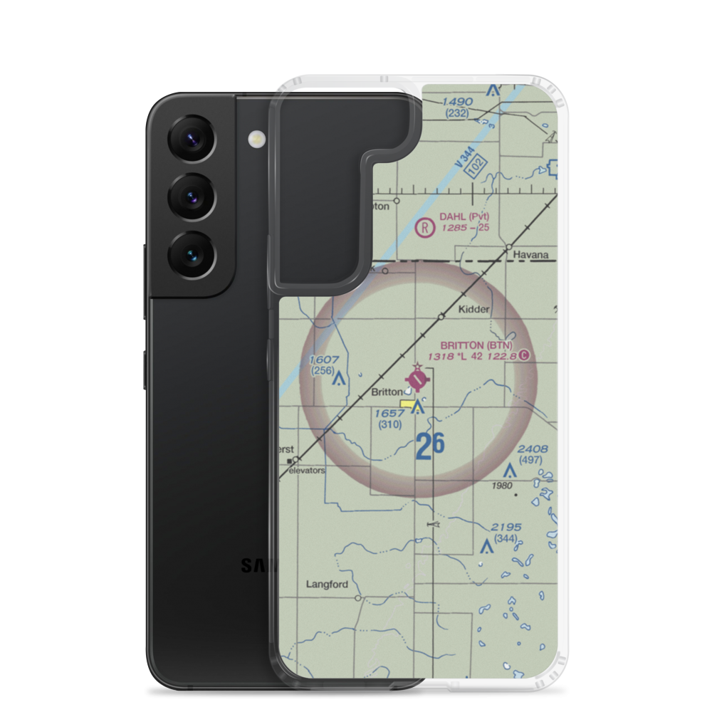 Britton Municipal Airport (BTN) VFR Sectional Samsung Case Samsung Galaxy S22 model shown