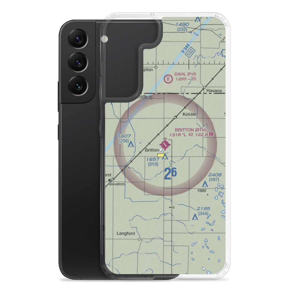 Britton Municipal Airport (BTN) VFR Sectional Samsung Case Samsung Galaxy S22 Plus model shown