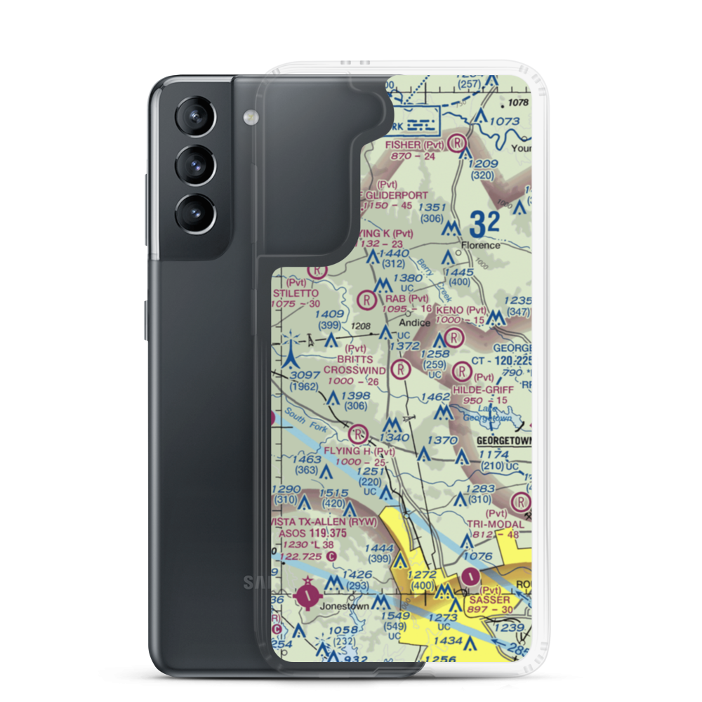 Britts Crosswind Airport (91TE) VFR Sectional Samsung Case Samsung Galaxy S21 model shown