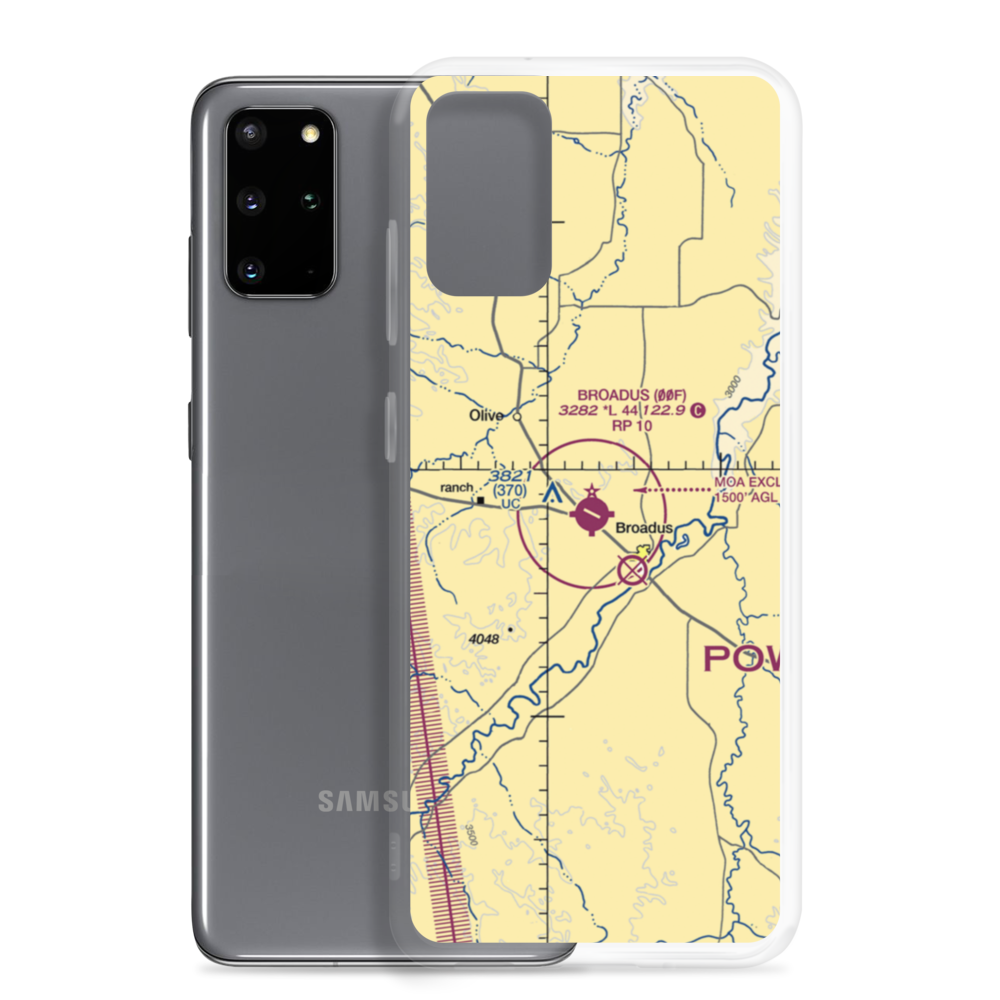 Broadus Airport (00F) VFR Sectional Samsung Case Samsung Galaxy S20 Plus model shown