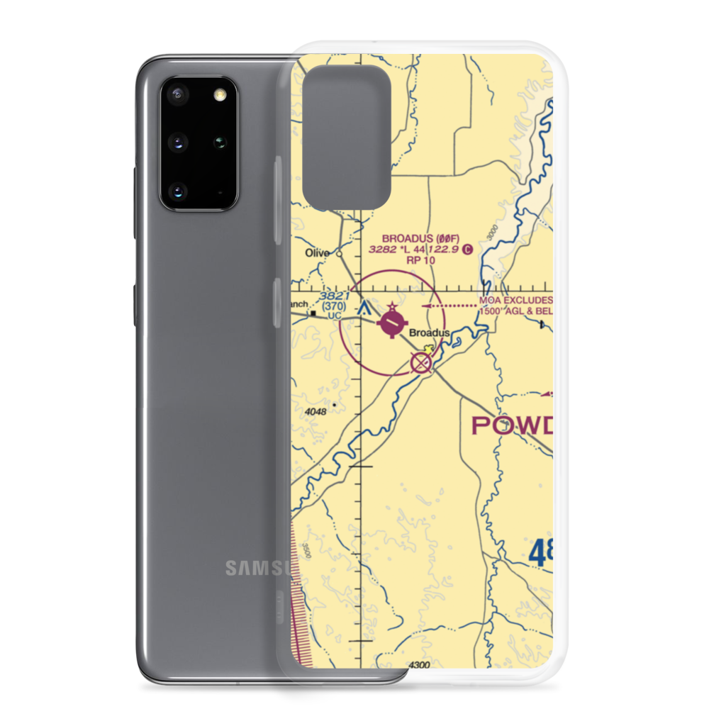 Broadus Airport (BDX) VFR Sectional Samsung Case Samsung Galaxy S20 Plus model shown