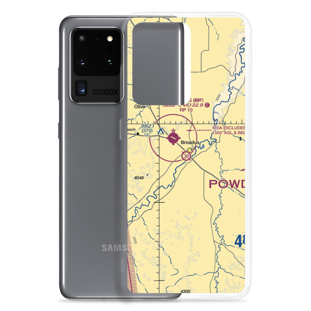 Broadus Airport (BDX) VFR Sectional Samsung Case Samsung Galaxy S20 Ultra model shown