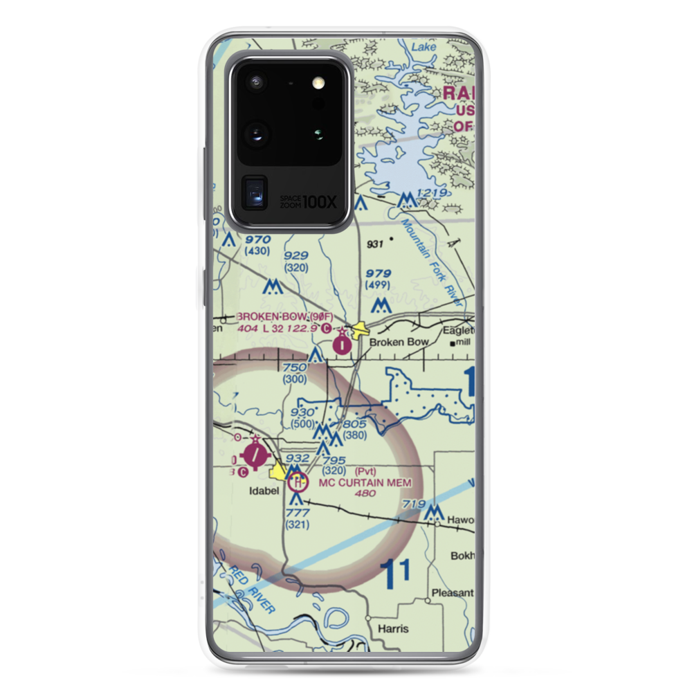 Broken Bow Airport (90F) VFR Sectional Samsung Case Samsung Galaxy S20 Ultra model shown