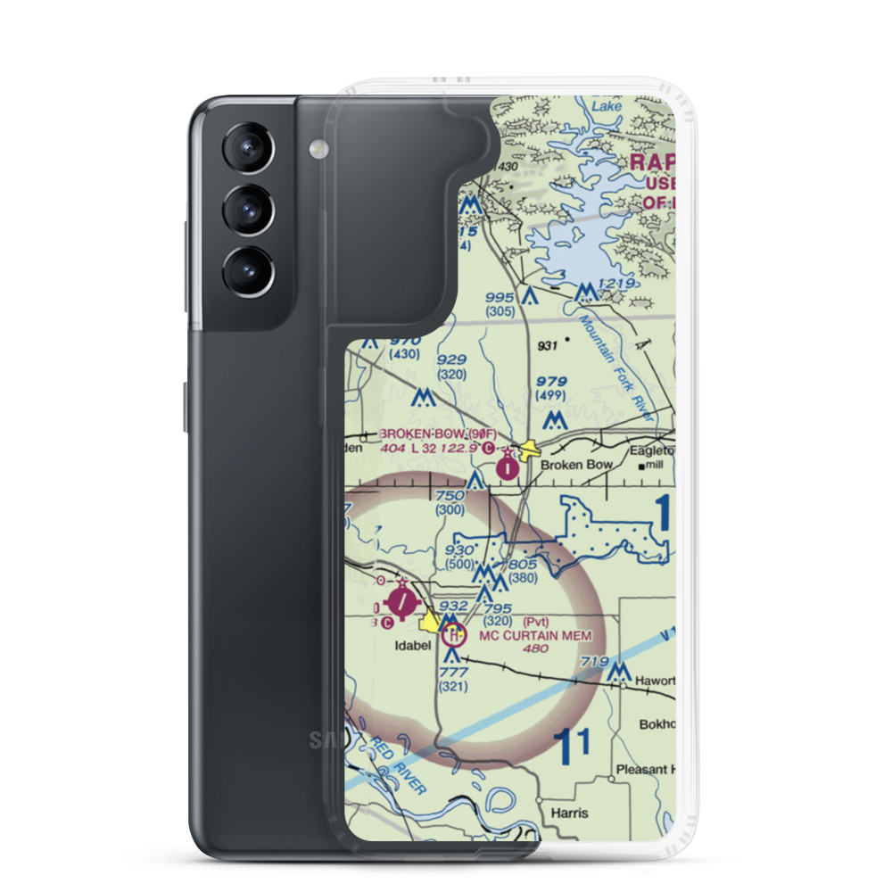 Broken Bow Airport (90F) VFR Sectional Samsung Case Samsung Galaxy S21 model shown