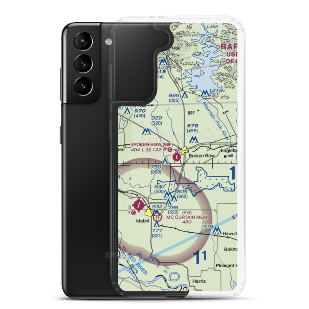 Broken Bow Airport (90F) VFR Sectional Samsung Case Samsung Galaxy S21 Plus model shown