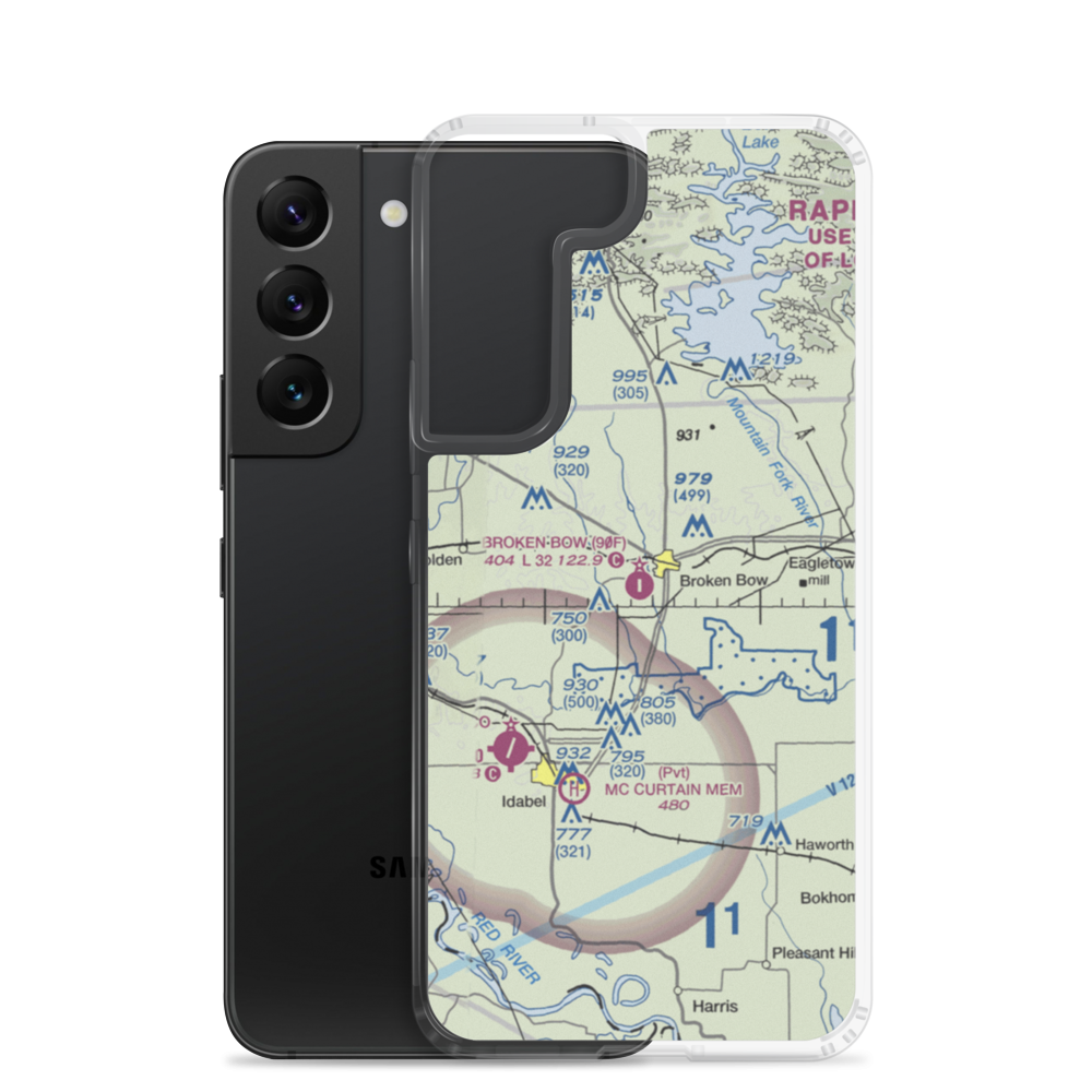 Broken Bow Airport (90F) VFR Sectional Samsung Case Samsung Galaxy S22 model shown