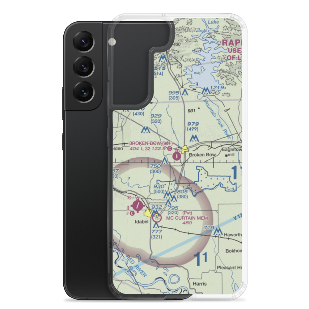 Broken Bow Airport (90F) VFR Sectional Samsung Case Samsung Galaxy S22 Plus model shown