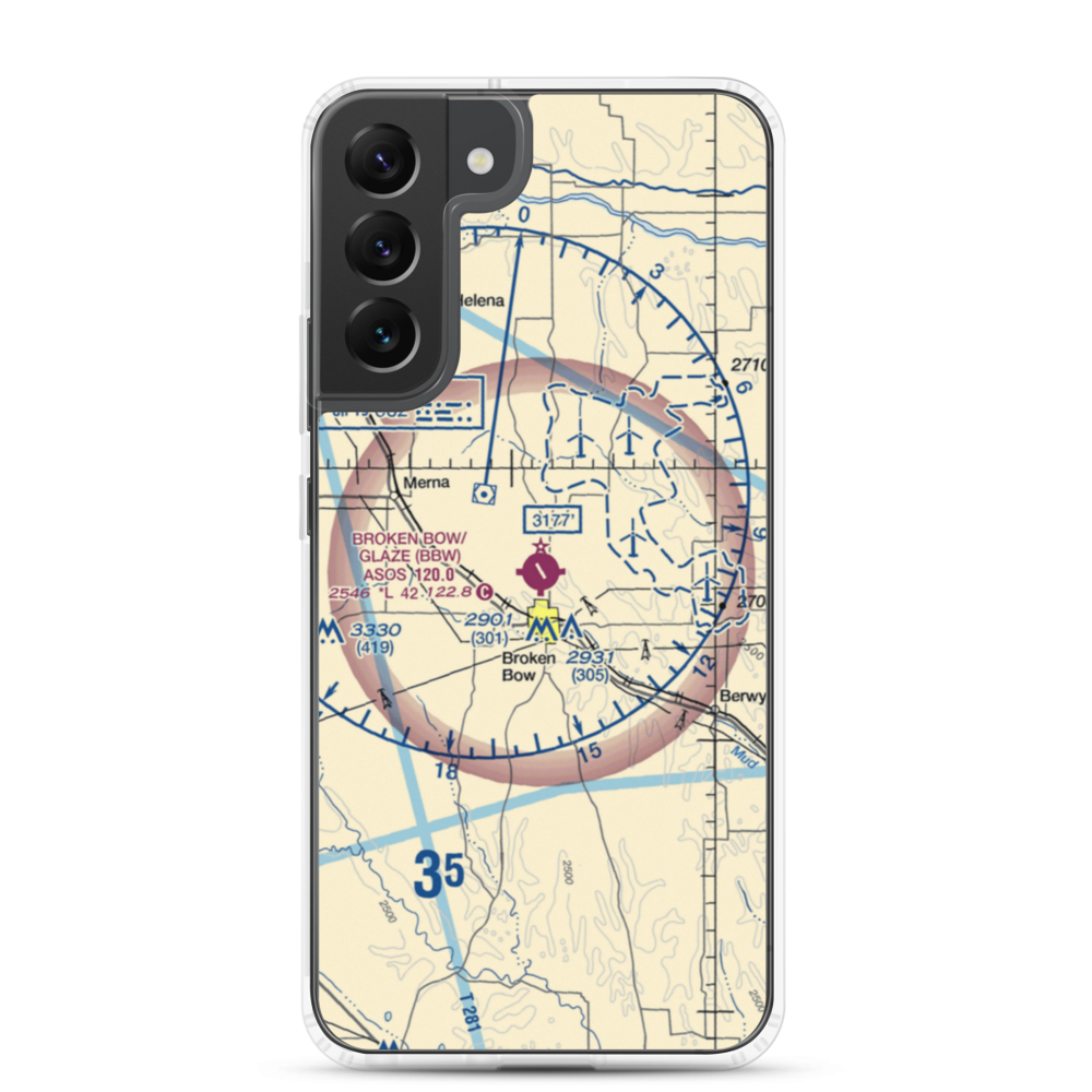 Broken Bow Municipal Airport (BBW) VFR Sectional Samsung Case Samsung Galaxy S22 Plus model shown