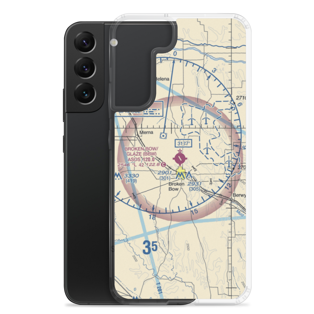Broken Bow Municipal Airport (BBW) VFR Sectional Samsung Case Samsung Galaxy S22 Plus model shown