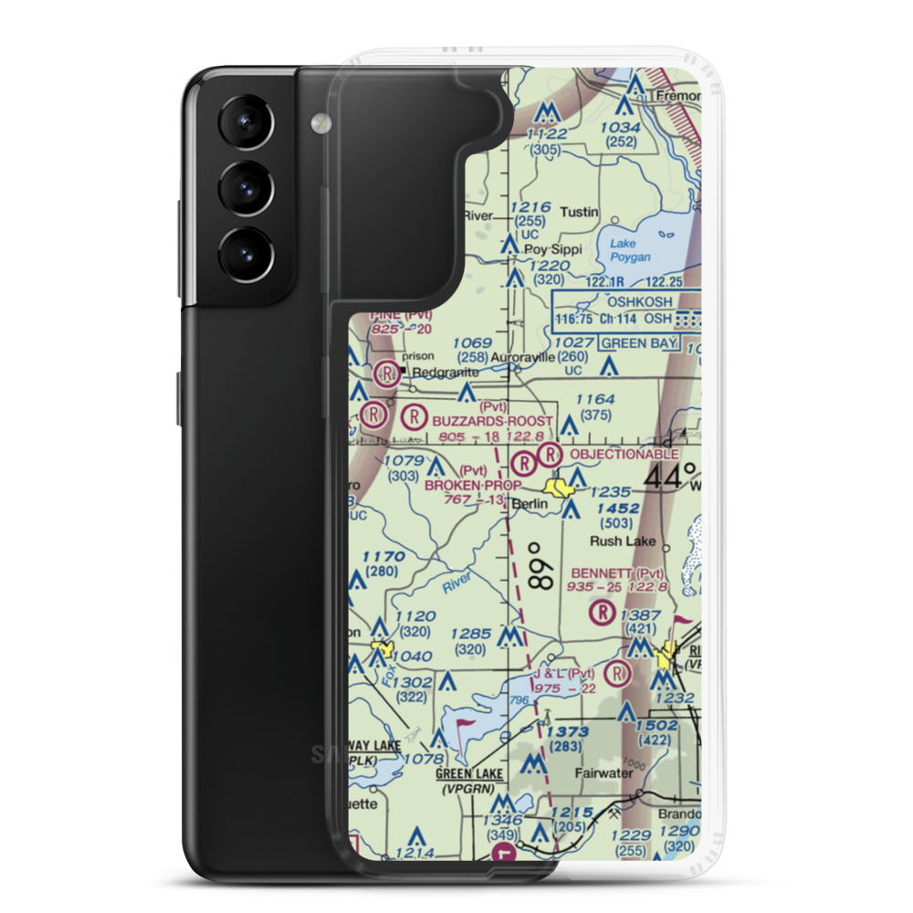 Broken Prop Airport (WI55) VFR Sectional Samsung Case Samsung Galaxy S21 Plus model shown