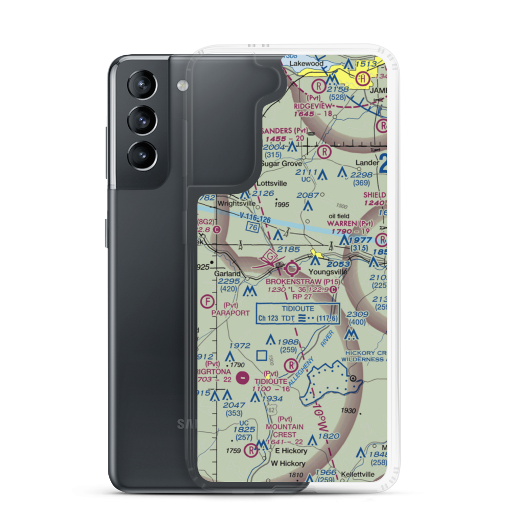 Brokenstraw Airport (P15) VFR Sectional Samsung Case Samsung Galaxy S21 model shown