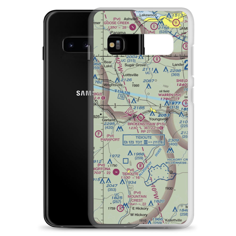Brokenstraw Airport (P15) VFR Sectional Samsung Case Samsung Galaxy S10+ model shown