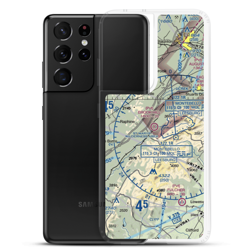 Brook Hill Farm Airport (VA00) VFR Sectional Samsung Case Samsung Galaxy S21 Ultra model shown