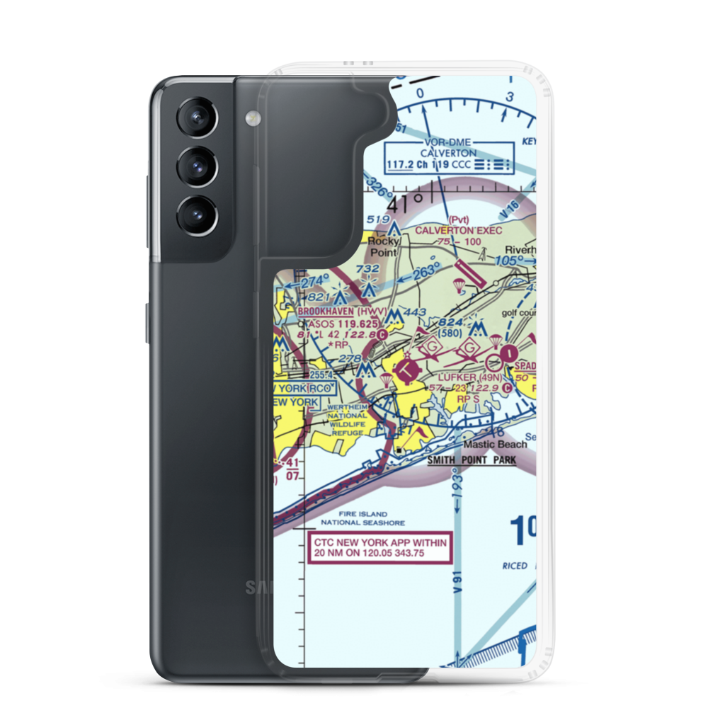 Brookhaven Airport (HWV) VFR Sectional Samsung Case Samsung Galaxy S21 model shown