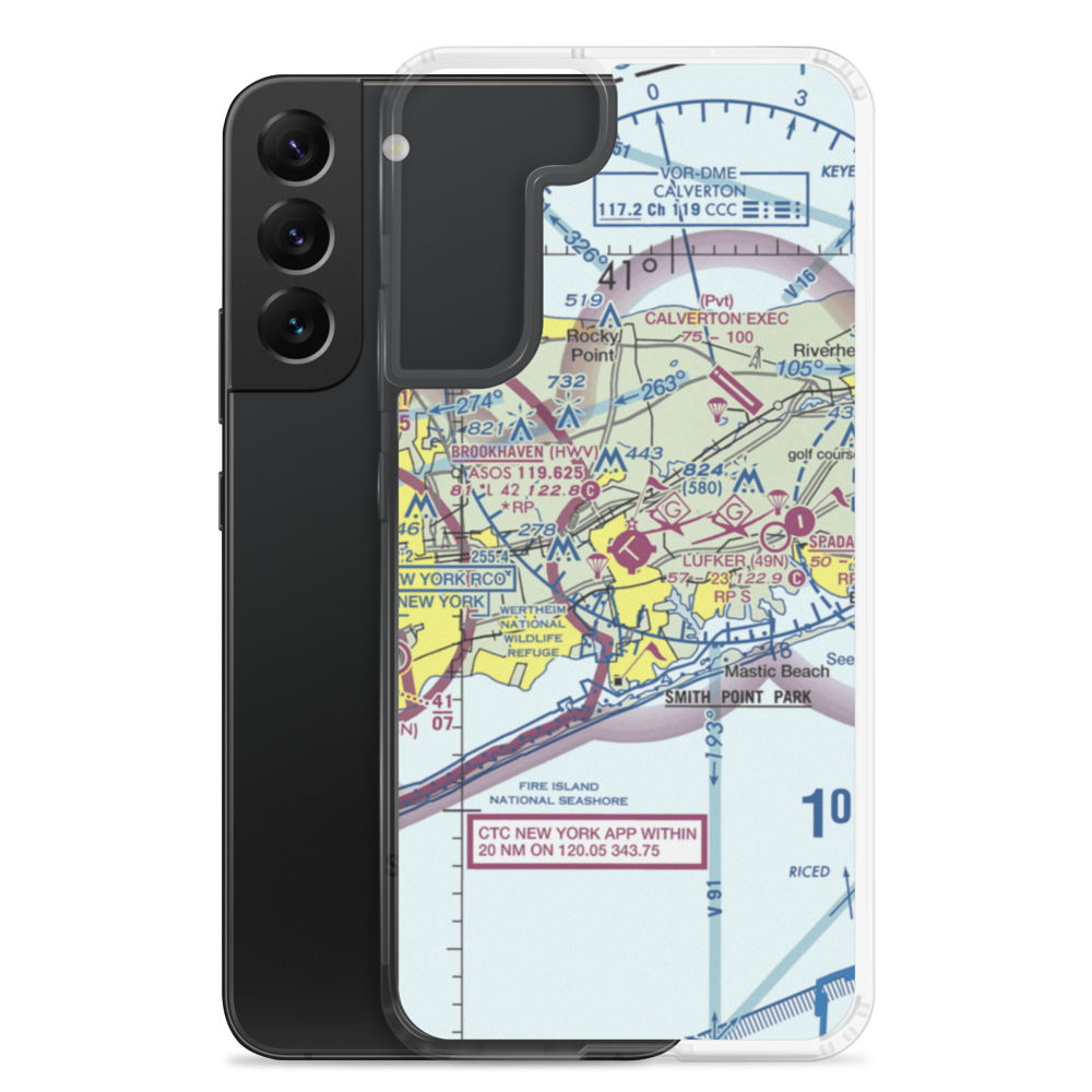 Brookhaven Airport (HWV) VFR Sectional Samsung Case Samsung Galaxy S22 Plus model shown