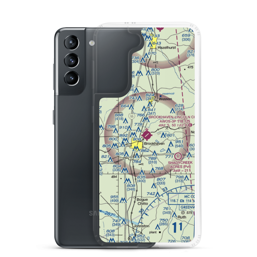 Brookhaven-Lincoln County Airport (1R7) VFR Sectional Samsung Case Samsung Galaxy S21 model shown
