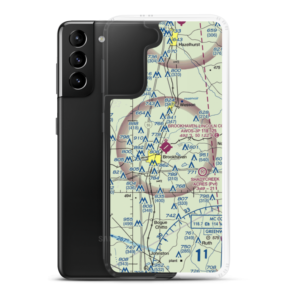Brookhaven-Lincoln County Airport (1R7) VFR Sectional Samsung Case Samsung Galaxy S21 Plus model shown