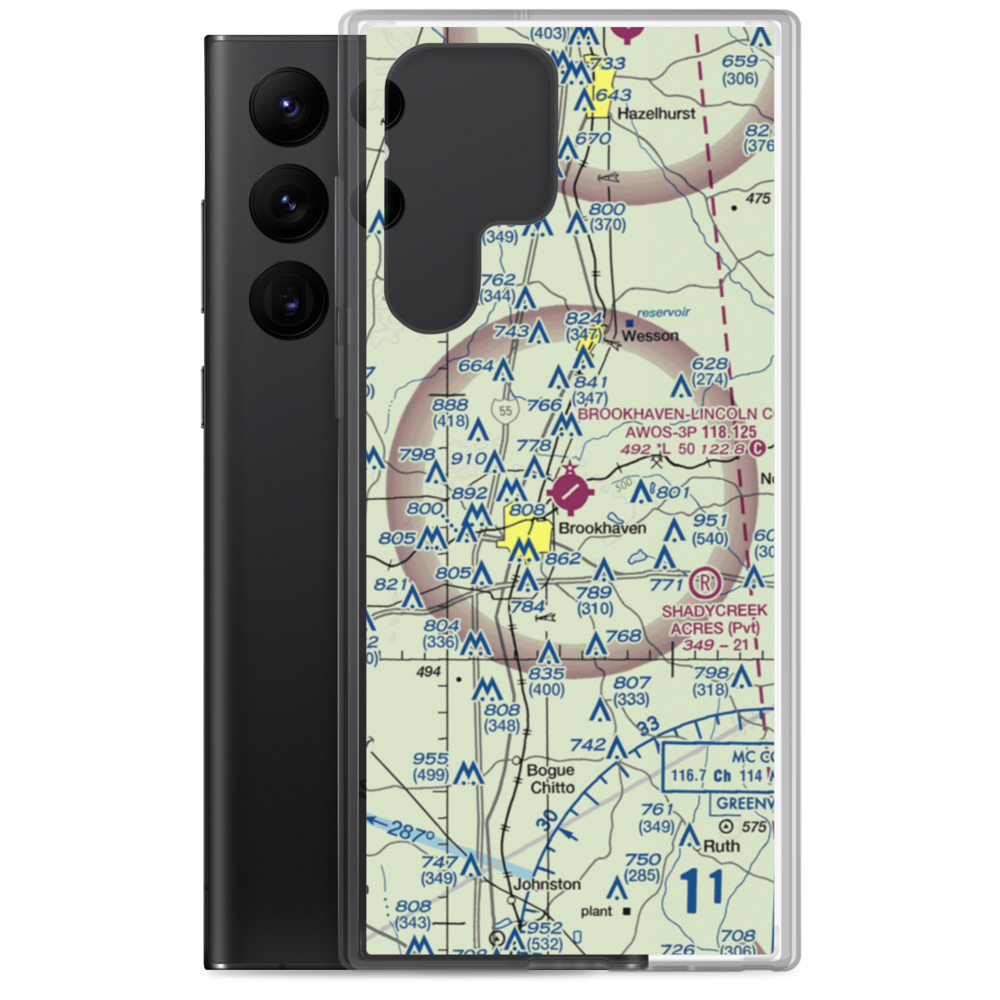 Brookhaven-Lincoln County Airport (1R7) VFR Sectional Samsung Case Samsung Galaxy S22 Ultra model shown