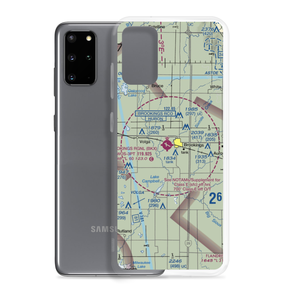 Brookings Regional Airport (BKX) VFR Sectional Samsung Case Samsung Galaxy S20 Plus model shown