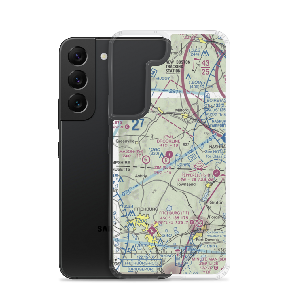 Brookline Airport (NH16) VFR Sectional Samsung Case Samsung Galaxy S22 model shown