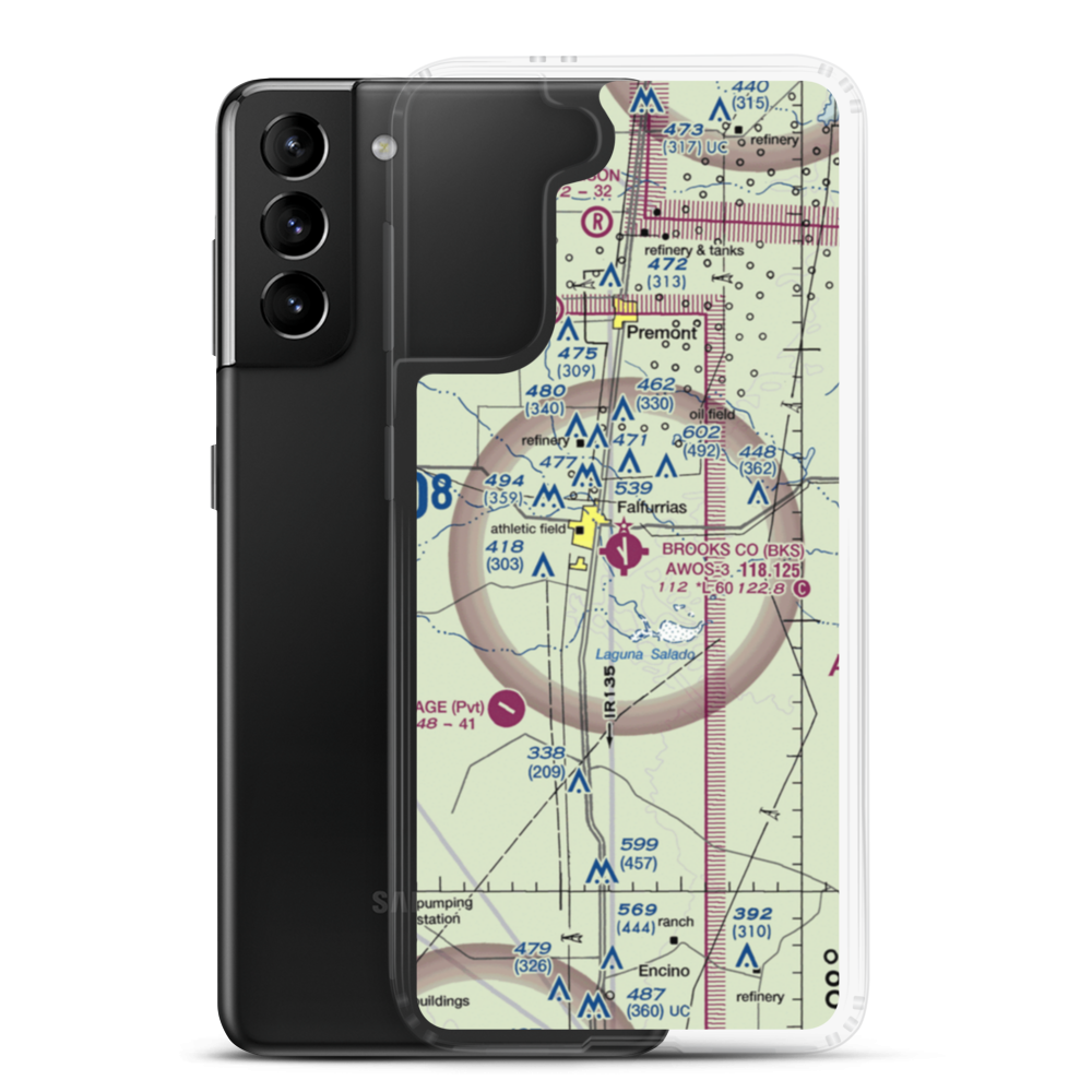 Brooks County Airport (BKS) VFR Sectional Samsung Case Samsung Galaxy S21 Plus model shown