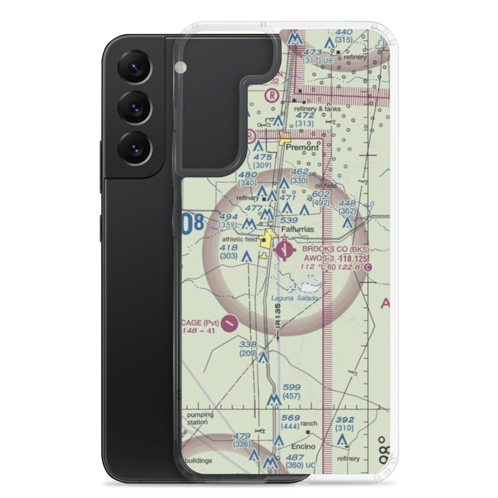 Brooks County Airport (BKS) VFR Sectional Samsung Case Samsung Galaxy S22 Plus model shown
