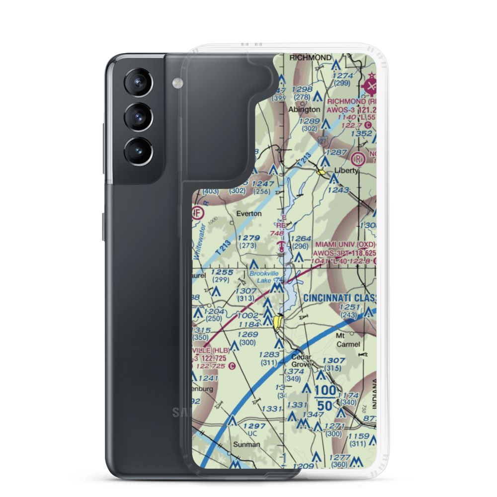 Brookville Reservoir Seaplane Base (12I) VFR Sectional Samsung Case Samsung Galaxy S21 model shown