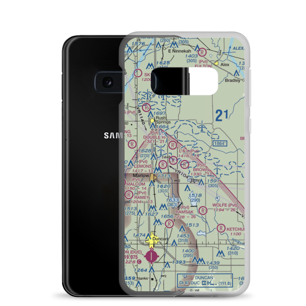 Brown Airstrip (OK81) VFR Sectional Samsung Case Samsung Galaxy S10e model shown