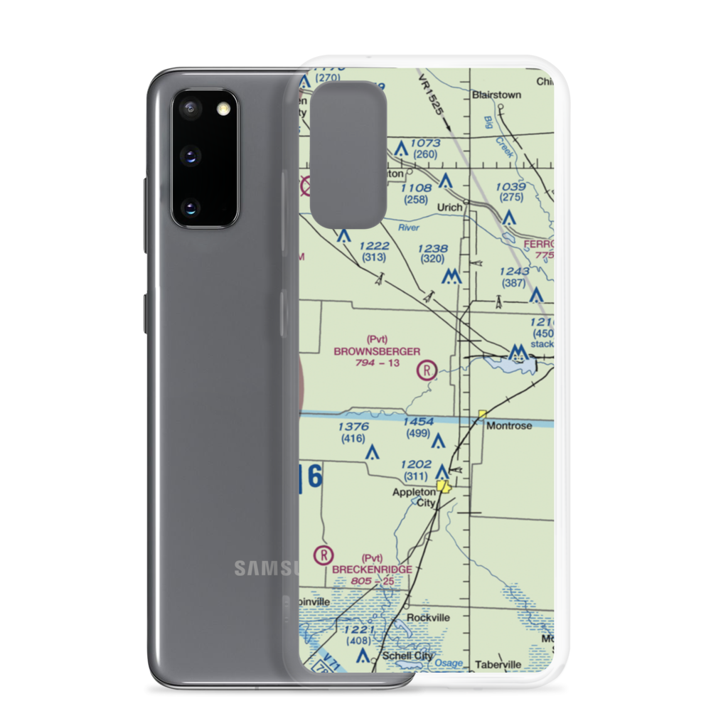 Brownsberger Airport (MO75) VFR Sectional Samsung Case Samsung Galaxy S20 model shown