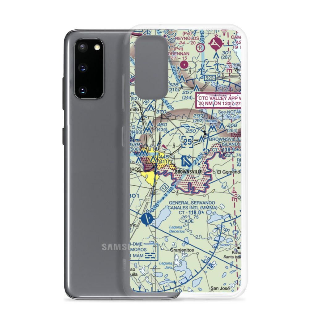 Brownsville South Padre Island International Airport (BRO) VFR Sectional Samsung Case Samsung Galaxy S20 model shown