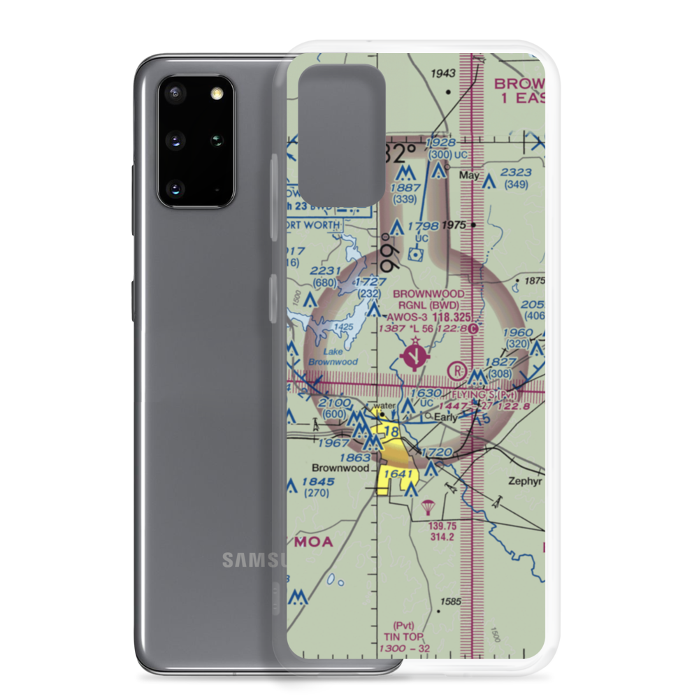 Brownwood Regional Airport (BWD) VFR Sectional Samsung Case Samsung Galaxy S20 Plus model shown