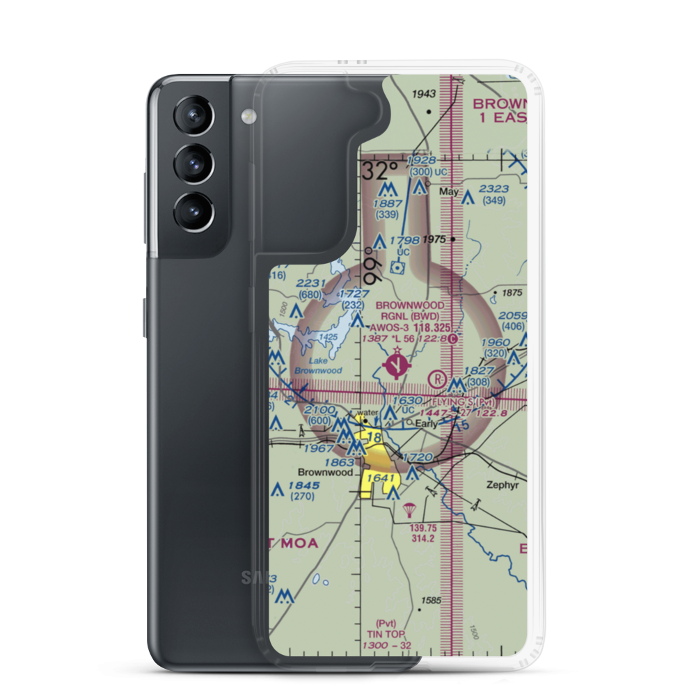 Brownwood Regional Airport (BWD) VFR Sectional Samsung Case Samsung Galaxy S21 model shown