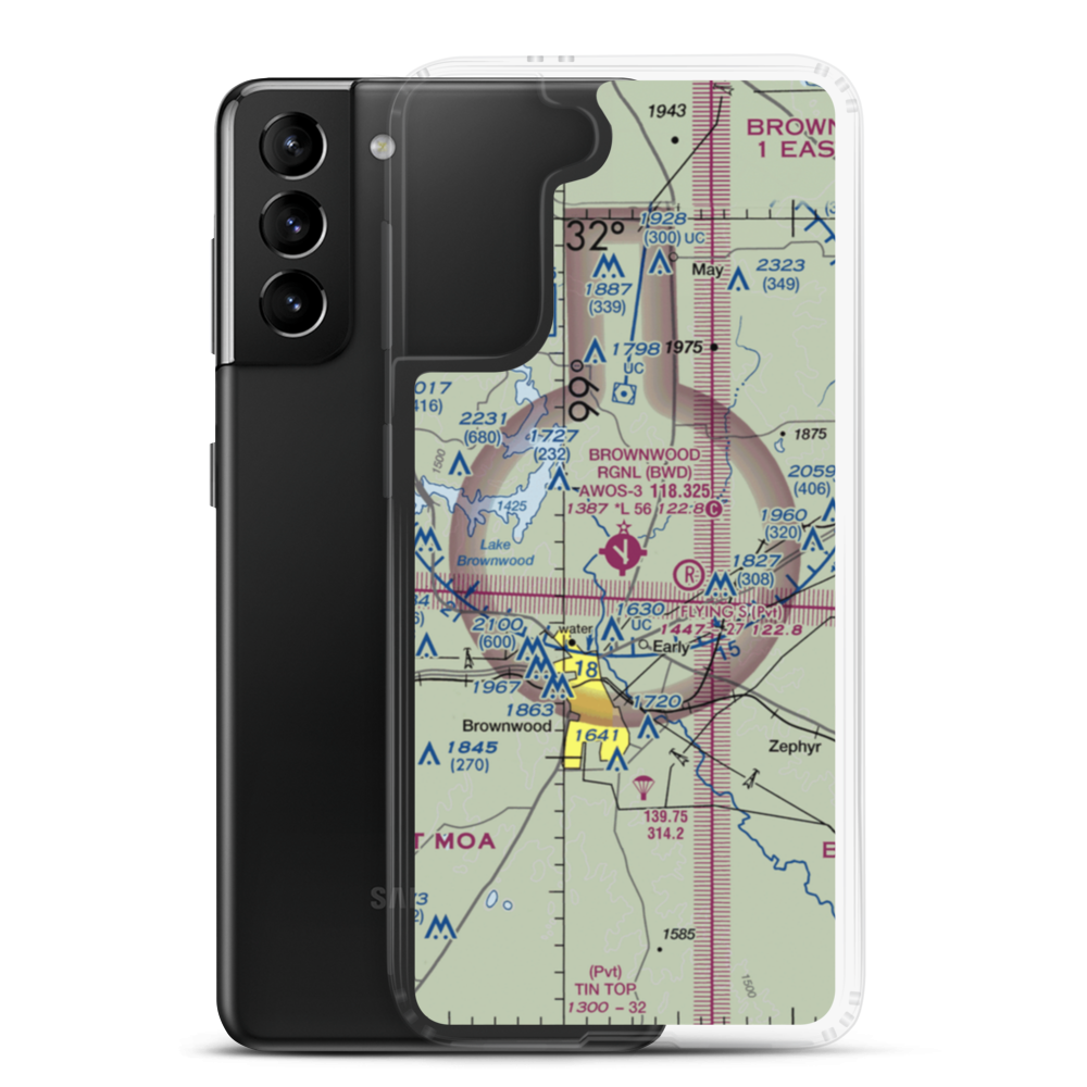 Brownwood Regional Airport (BWD) VFR Sectional Samsung Case Samsung Galaxy S21 Plus model shown