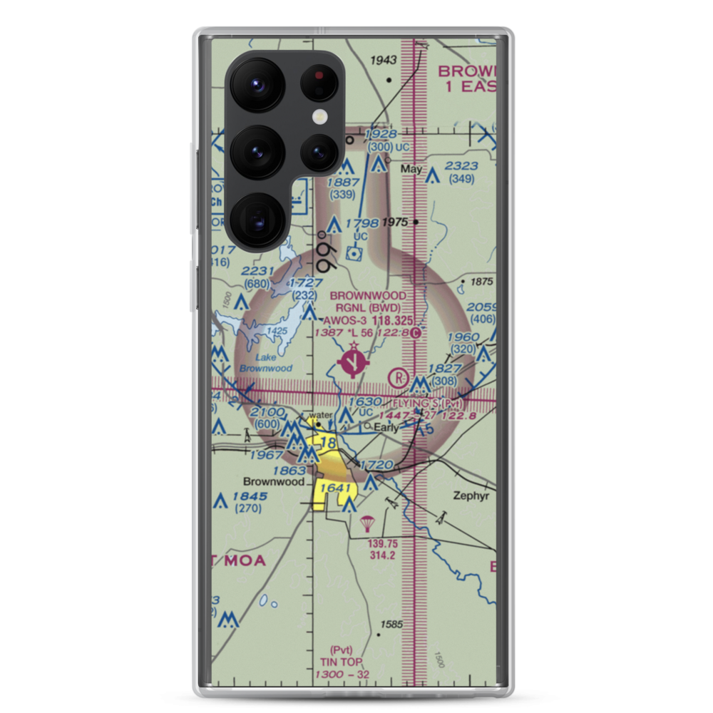 Brownwood Regional Airport (BWD) VFR Sectional Samsung Case Samsung Galaxy S22 Ultra model shown