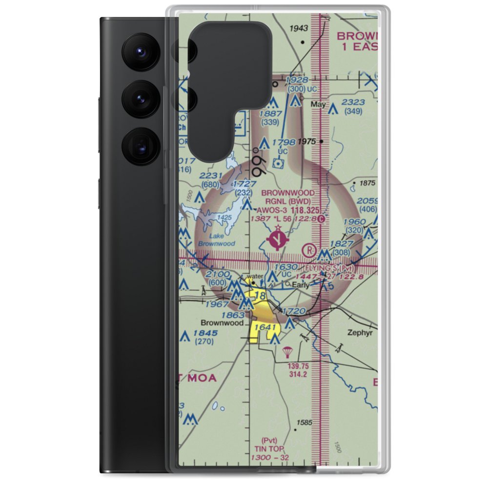 Brownwood Regional Airport (BWD) VFR Sectional Samsung Case Samsung Galaxy S22 Ultra model shown
