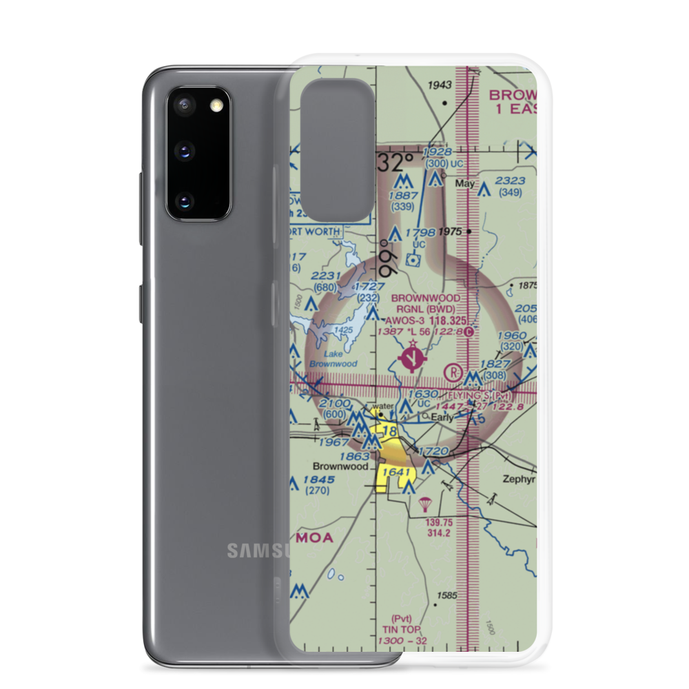 Brownwood Regional Airport (BWD) VFR Sectional Samsung Case Samsung Galaxy S20 model shown