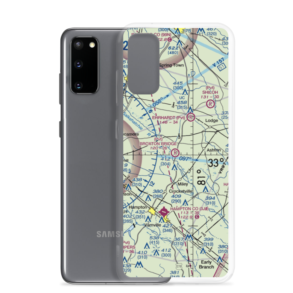Broxton Bridge Plantation Airport (SC55) VFR Sectional Samsung Case Samsung Galaxy S20 model shown
