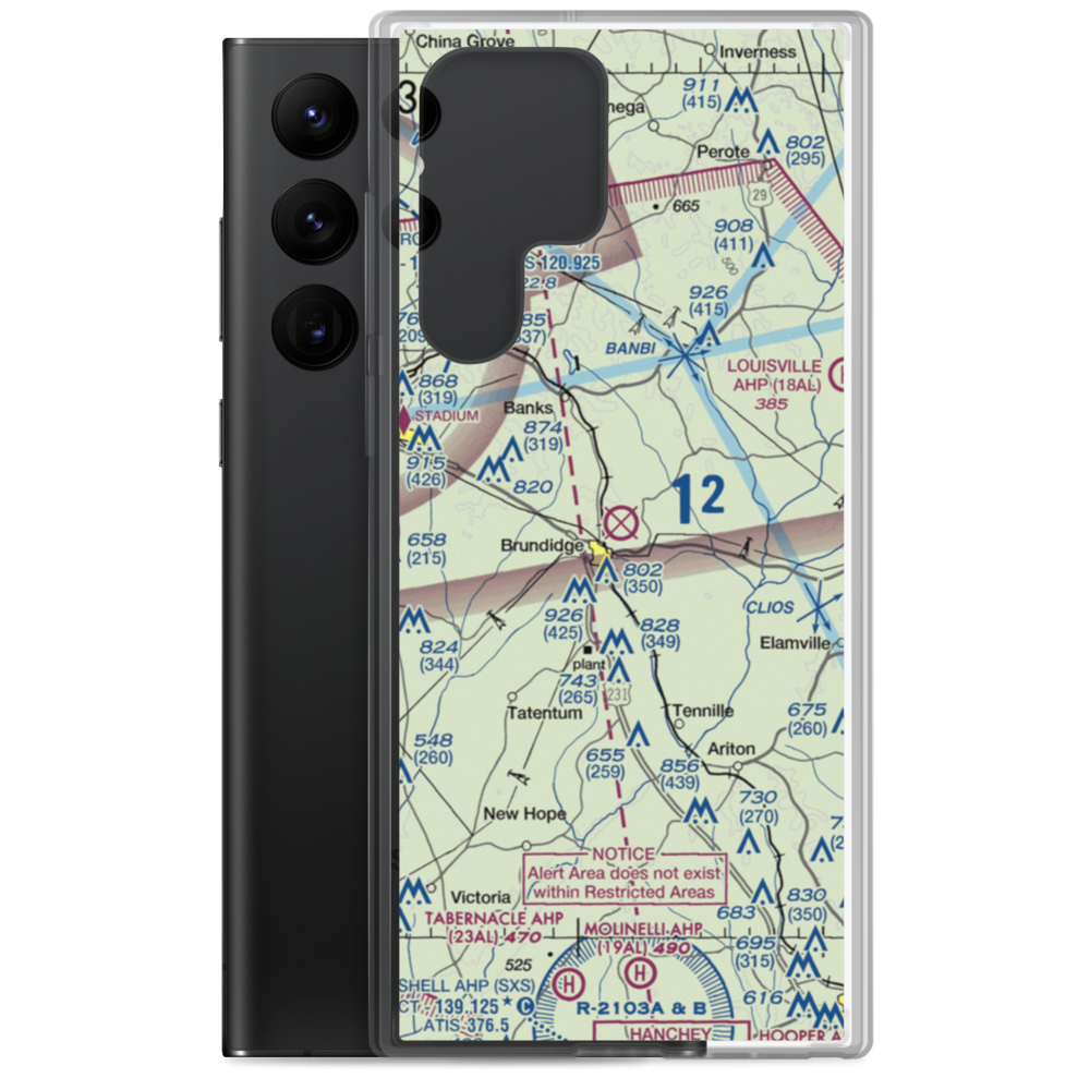 Brundidge Municipal Airport (60A) VFR Sectional Samsung Case Samsung Galaxy S22 Ultra model shown