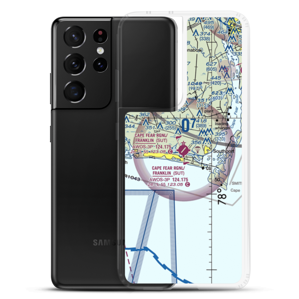 Brunswick County Airport (SUT) VFR Sectional Samsung Case Samsung Galaxy S21 Ultra model shown