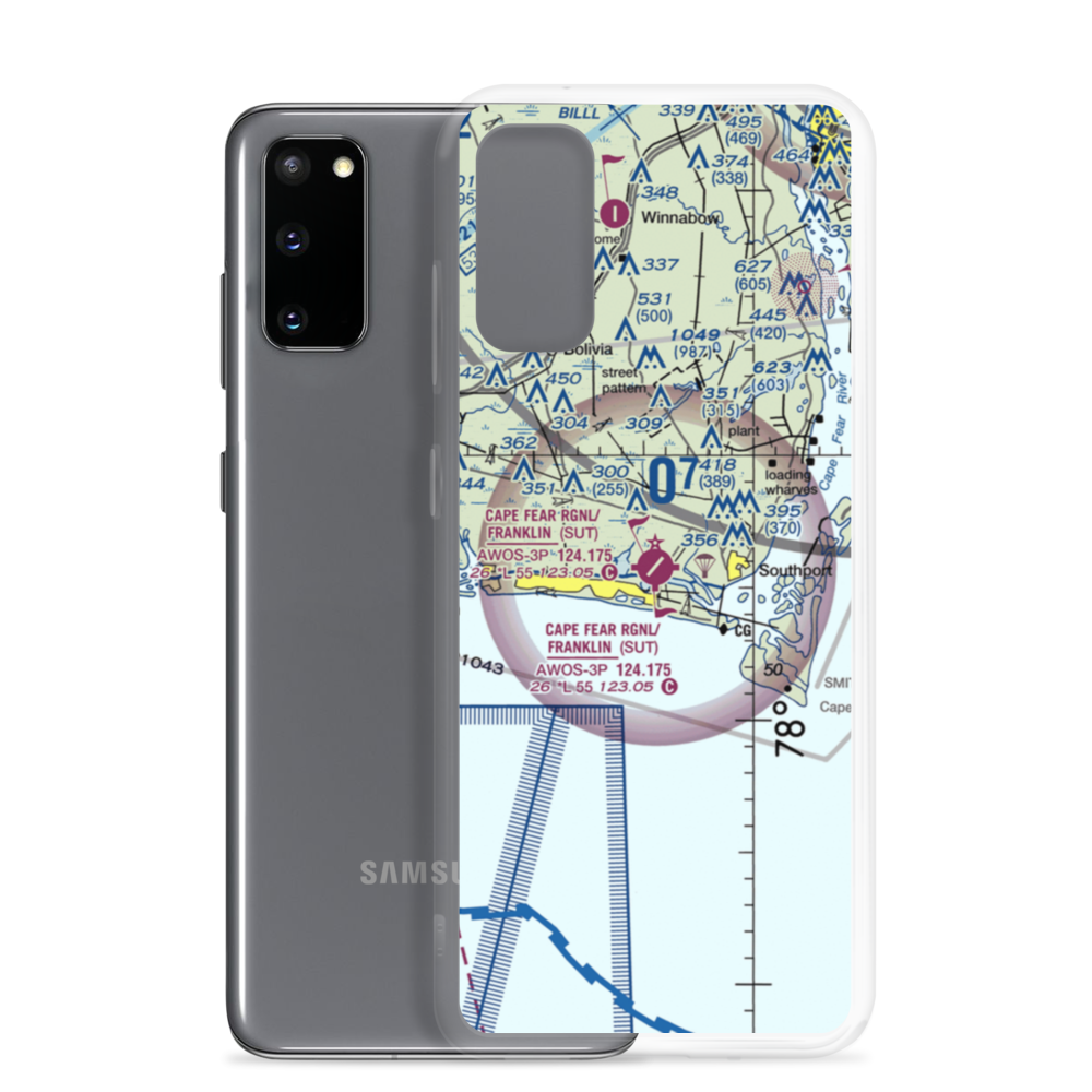 Brunswick County Airport (SUT) VFR Sectional Samsung Case Samsung Galaxy S20 model shown