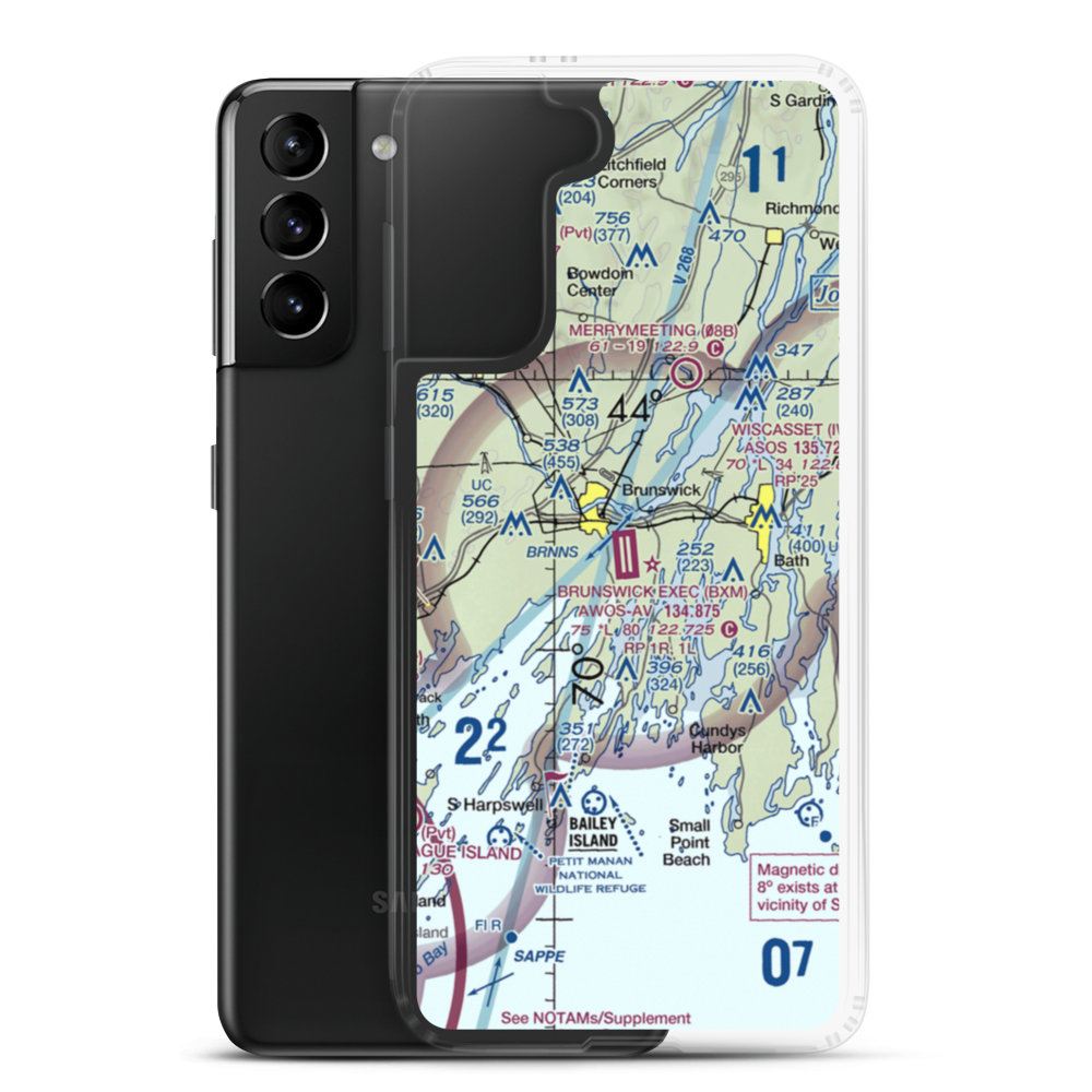 Brunswick Executive Airport (BXM) VFR Sectional Samsung Case Samsung Galaxy S21 Plus model shown