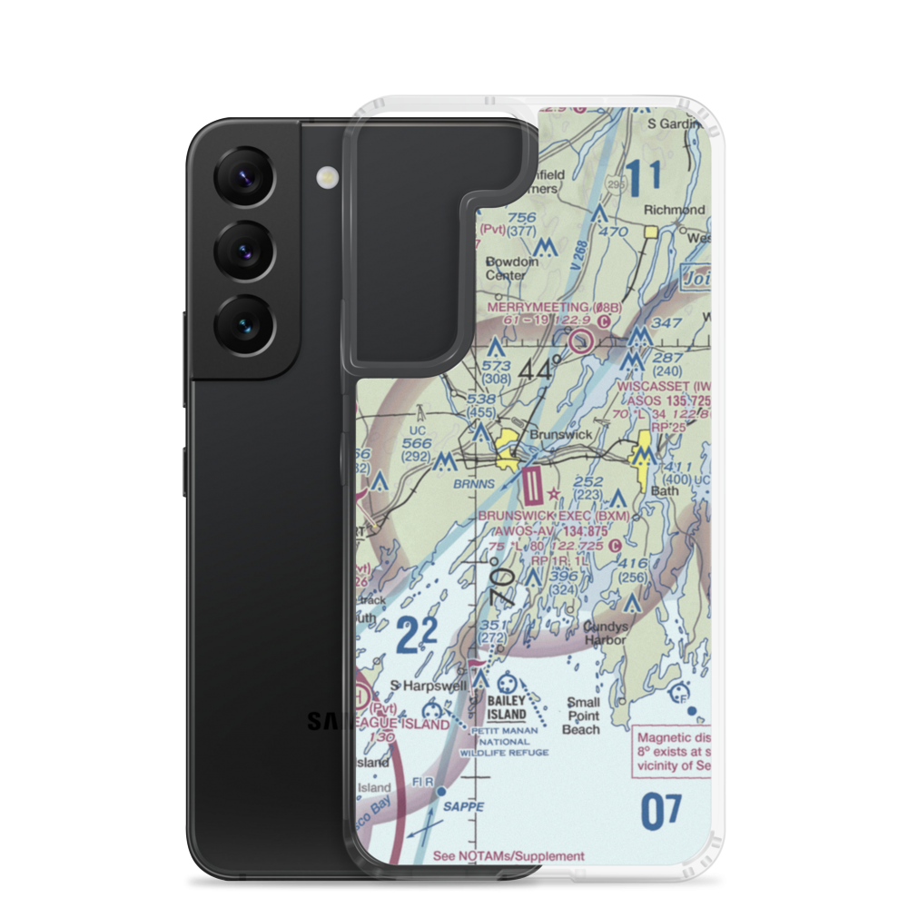 Brunswick Executive Airport (BXM) VFR Sectional Samsung Case Samsung Galaxy S22 model shown