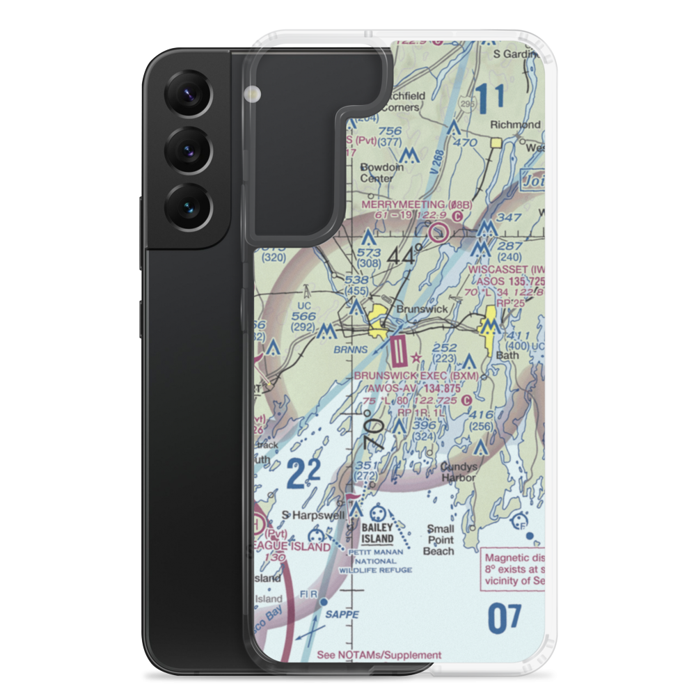 Brunswick Executive Airport (BXM) VFR Sectional Samsung Case Samsung Galaxy S22 Plus model shown