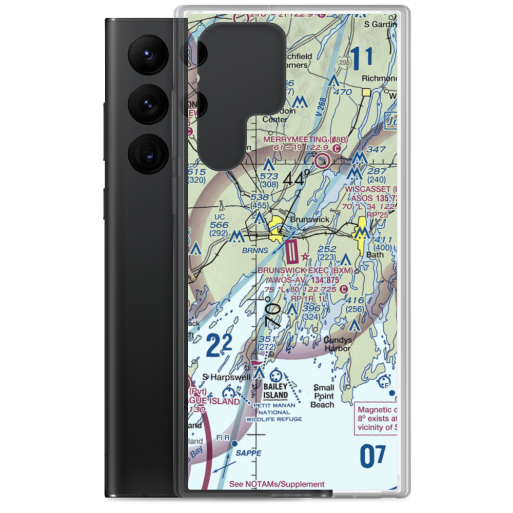 Brunswick Executive Airport (BXM) VFR Sectional Samsung Case Samsung Galaxy S22 Ultra model shown