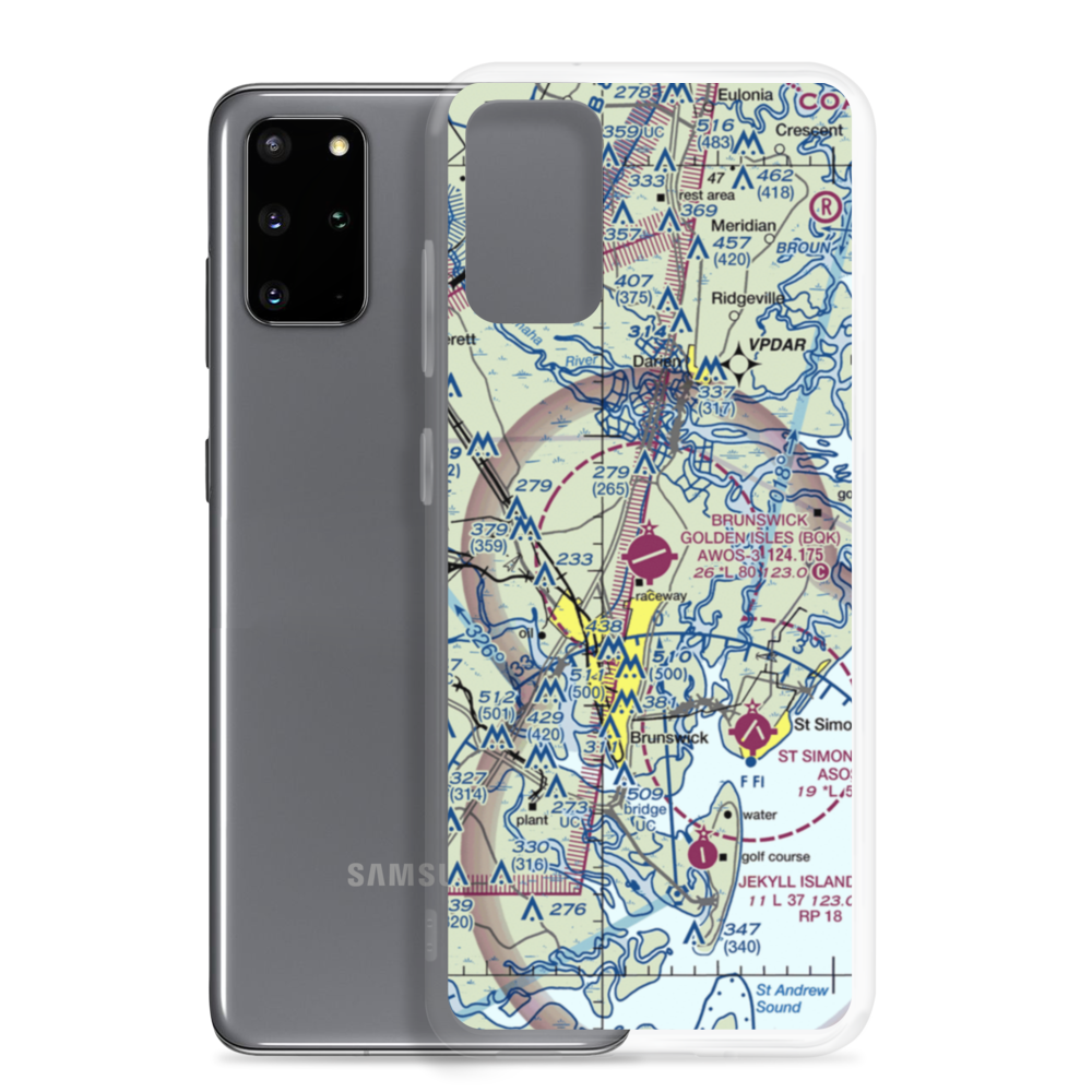 Brunswick Golden Isles Airport (BQK) VFR Sectional Samsung Case Samsung Galaxy S20 Plus model shown