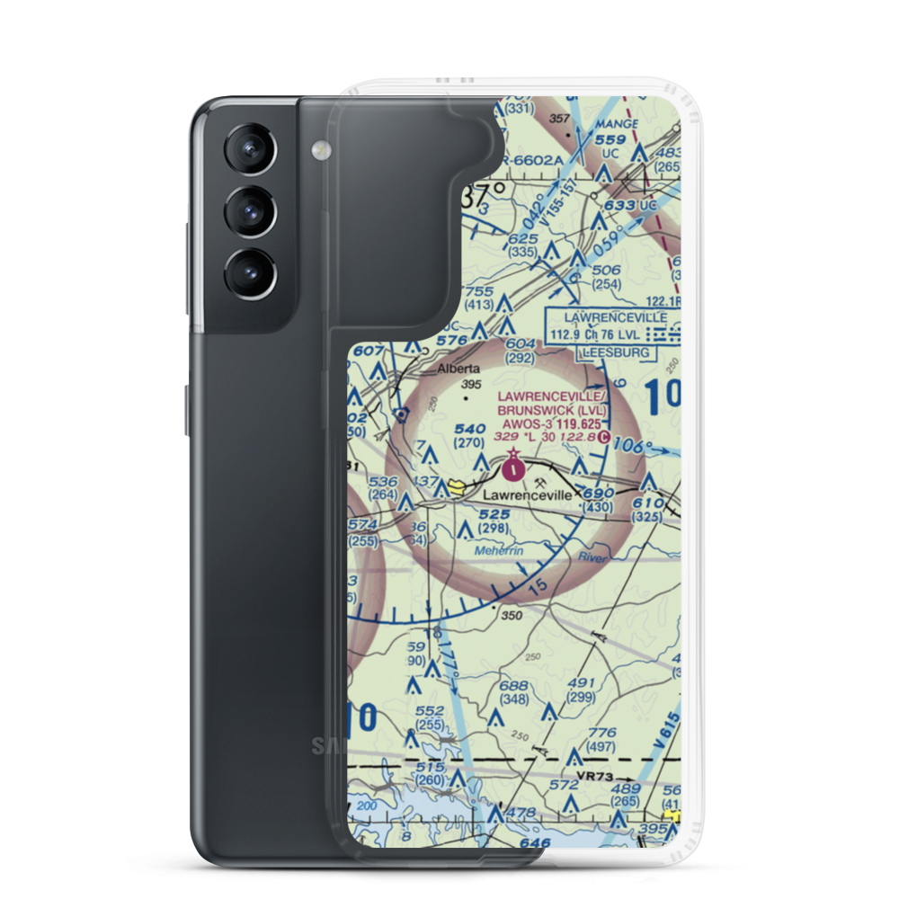 Brunswick Municipal Airport (LVL) VFR Sectional Samsung Case Samsung Galaxy S21 model shown