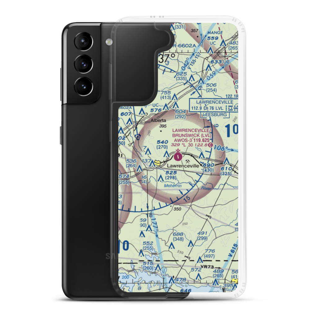 Brunswick Municipal Airport (LVL) VFR Sectional Samsung Case Samsung Galaxy S21 Plus model shown