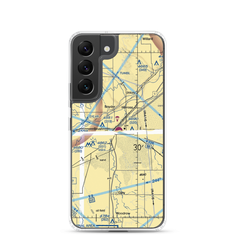 Brush Municipal Airport (7V5) VFR Sectional Samsung Case Samsung Galaxy S22 model shown