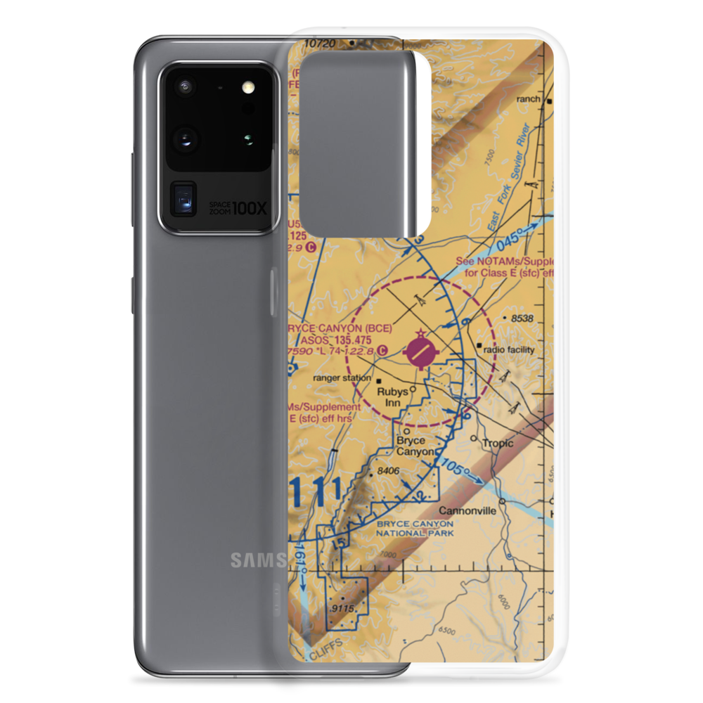 Bryce Canyon Airport (BCE) VFR Sectional Samsung Case Samsung Galaxy S20 Ultra model shown
